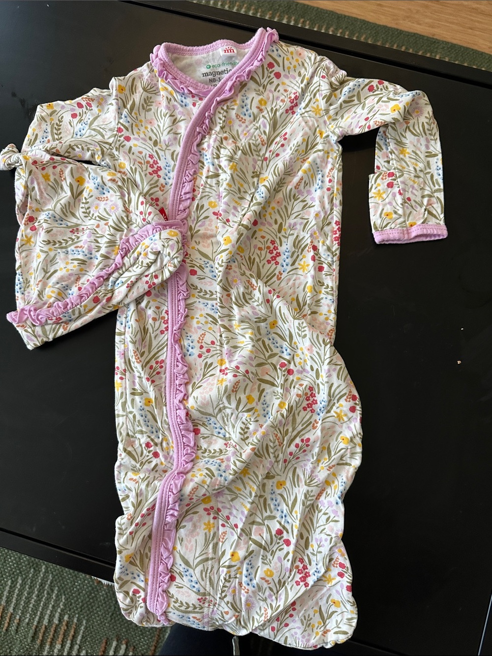 Magnetic Me Floral Sleep Sack Gown with Pink Trim
